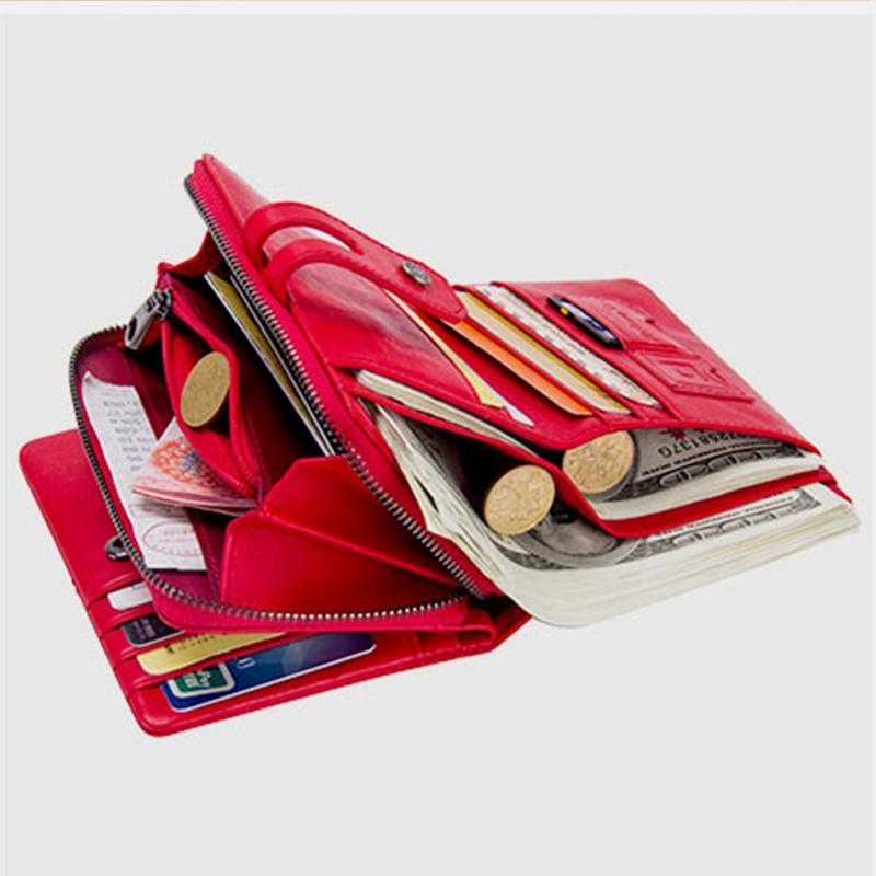 Genuine Leather Multifunctional Anti - theft Wallet for Women – RFID Protection, Card Slots & Zippered Coin Pocket - VOTVO