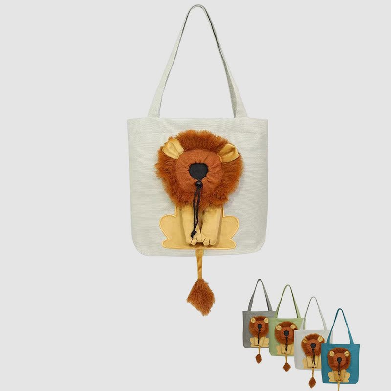 Pet Carrier for Small Animals - Travel Canvas Shoulder Bag with Cute Lion Design - VOTVO