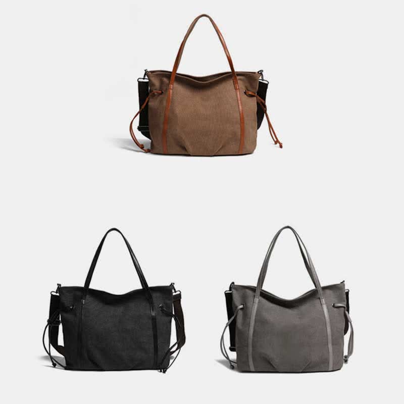 Vintage Casual Hobo Bag – Spacious Canvas Shoulder Tote for Daily Use & Travel