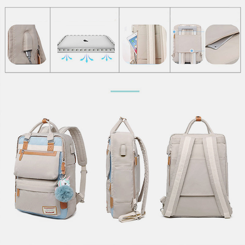 Multifunctional Large-Capacity British College Backpack with USB Charging Port