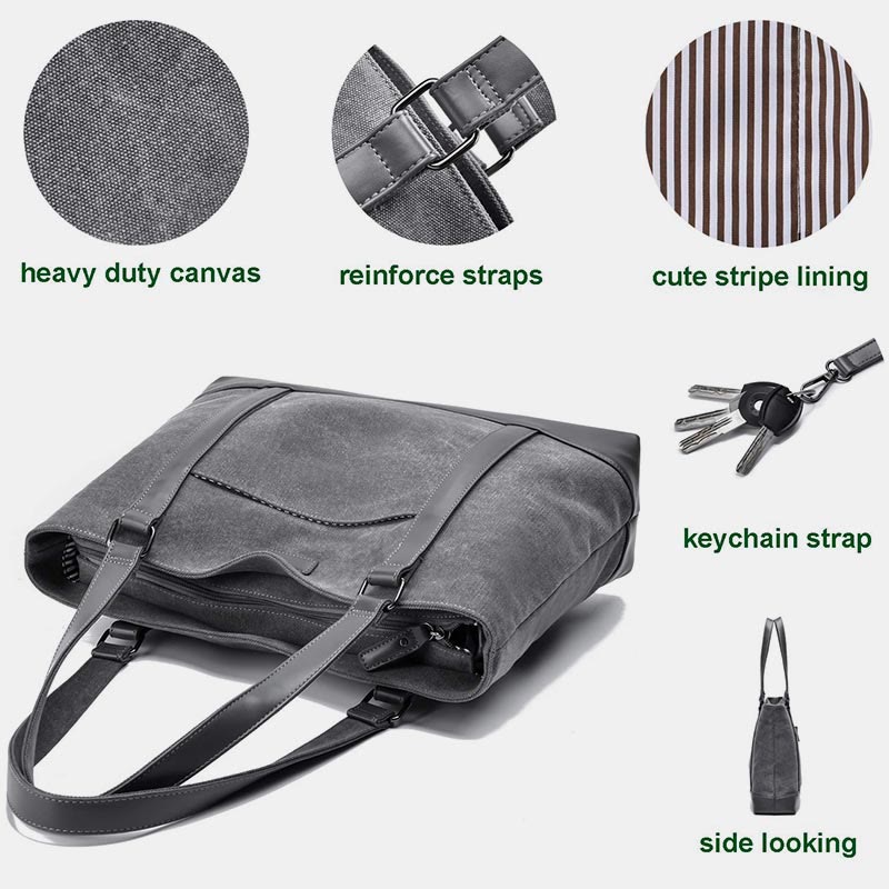 Tote Bag for Women – Large Capacity Canvas Laptop Shoulder Bag, Business & Travel Organizer