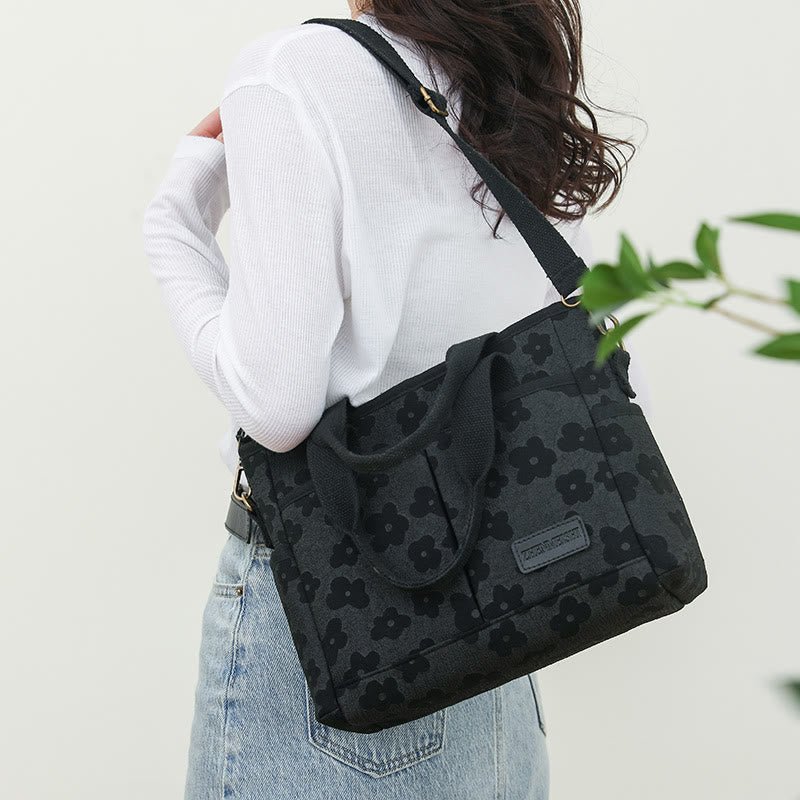 Floral Cute Printing Crossbody Purse – Large Canvas Handbag for Commuting - VOTVO