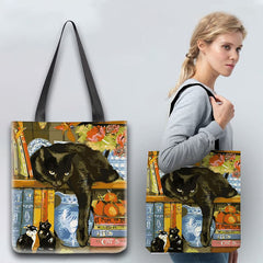 Cute Kitty Canvas Tote Bag – Multifunctional Handbag & Shoulder Bag for Daily Use