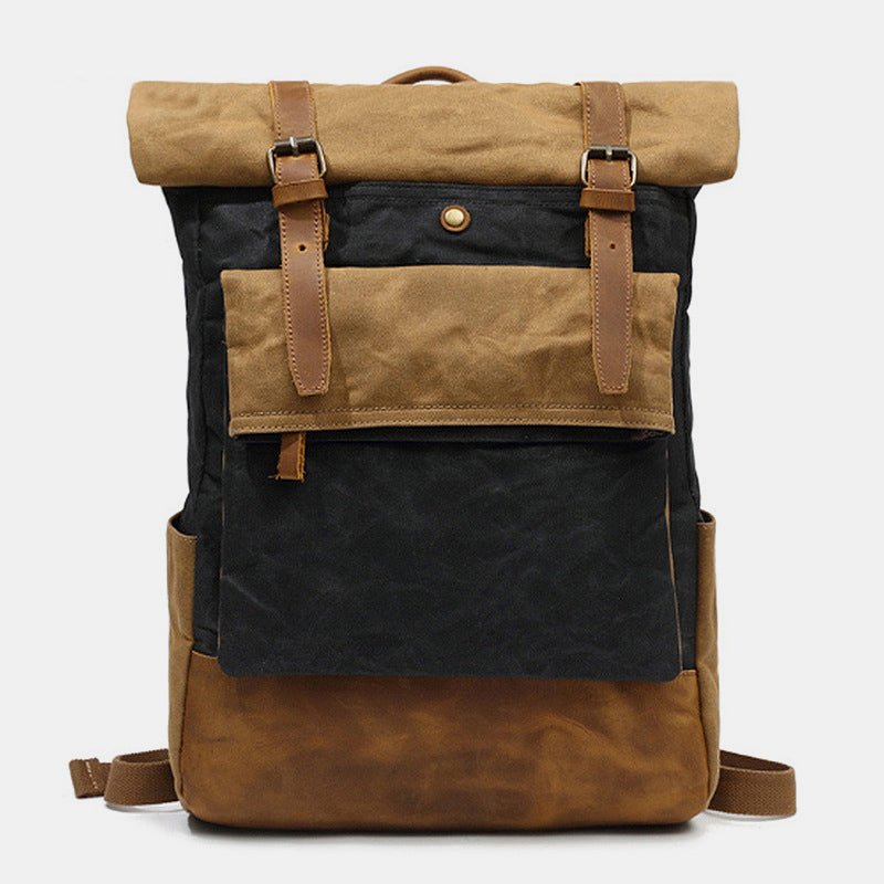 Canvas Leather Backpack Rucksack – Fits 15.6" Laptops | Perfect for College, Weekend Travel, and Daily Use - VOTVO