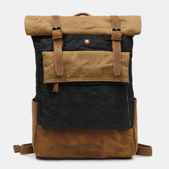 Canvas Leather Backpack Rucksack – Fits 15.6" Laptops | Perfect for College, Weekend Travel, and Daily Use - VOTVO