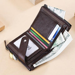 Cartera pequeña RFID de cuero genuino: compacta y segura