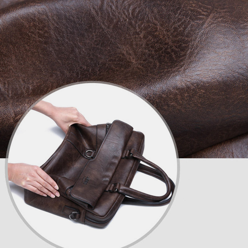 Lightweight PU Leather Messenger Bag – Slim Business Briefcase for Men