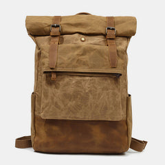 Canvas Leather Backpack Rucksack – Fits 15.6" Laptops | Perfect for College, Weekend Travel, and Daily Use