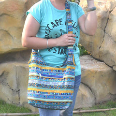 Borsa a tracolla in tela di grande capacità per donna - Borsa a tracolla colorata