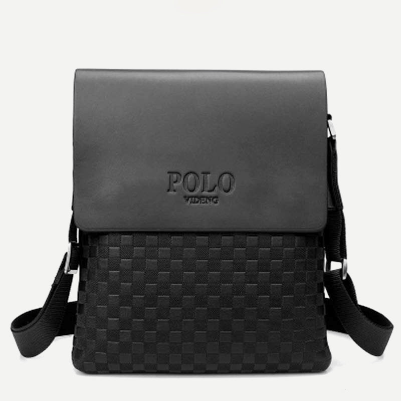 Small Messenger Bag for Men Plaid PU Leather Crossbody Shoulder Bag - VOTVO