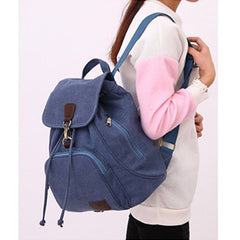 Canvas Backpack for Women & Girls – Vintage Drawstring School & Travel Rucksack