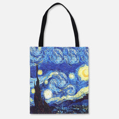 Bolso de mano para mujer - Bolso de playa de lona con pintura al óleo de cielo estrellado