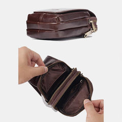 Genuine Leather Waist Bag – Multifunctional Messenger & Shoulder Bag for Men
