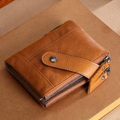 Cartera pequeña RFID de cuero genuino: compacta y segura