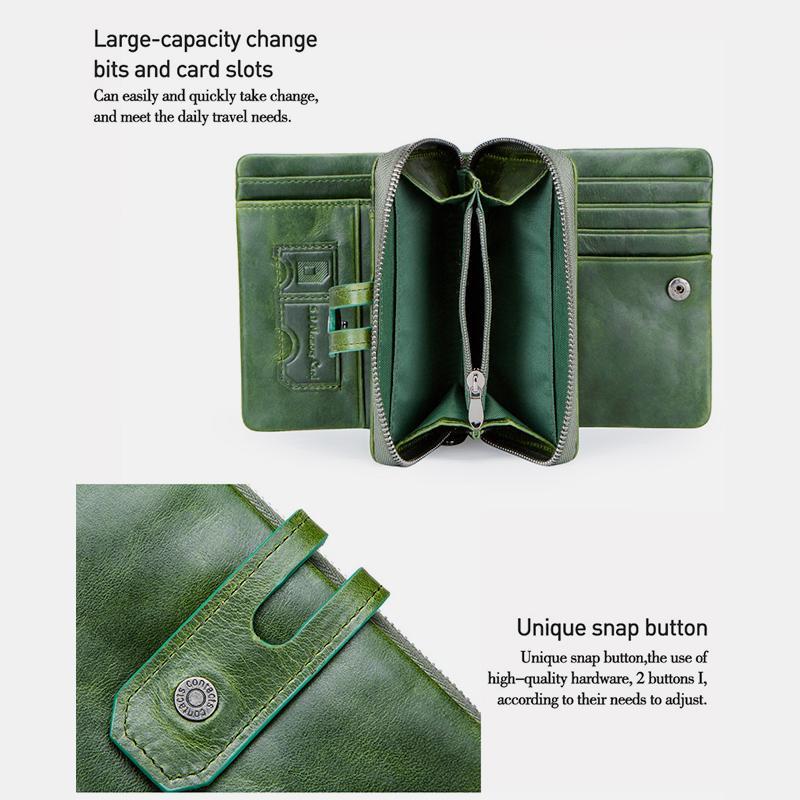 Genuine Leather Multifunctional Anti - theft Wallet for Women – RFID Protection, Card Slots & Zippered Coin Pocket - VOTVO