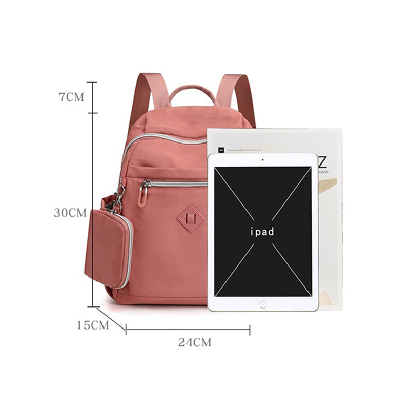 Zaino da donna in nylon con piccolo portamonete – Borsa da viaggio casual da giorno