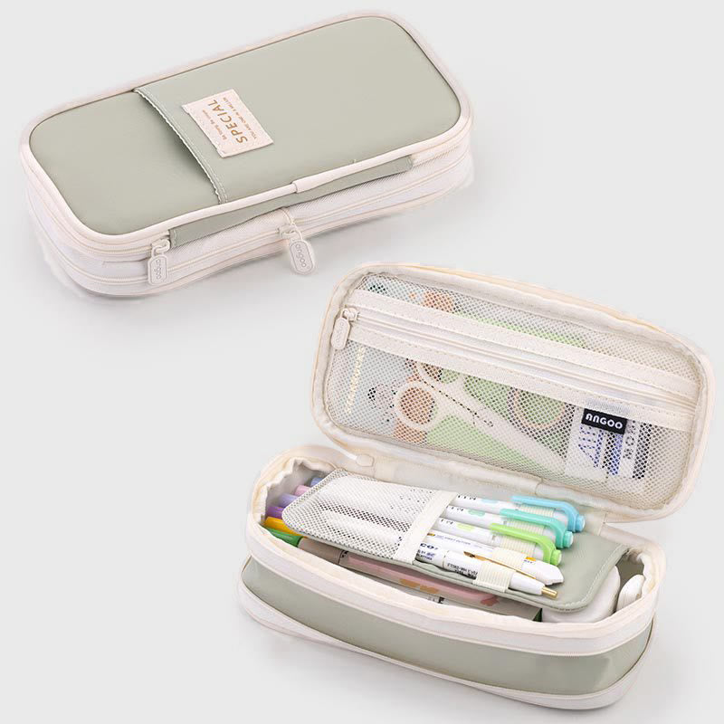 Large Capacity Color Matching Canvas Pencil Case – Perfect for Study & Organization