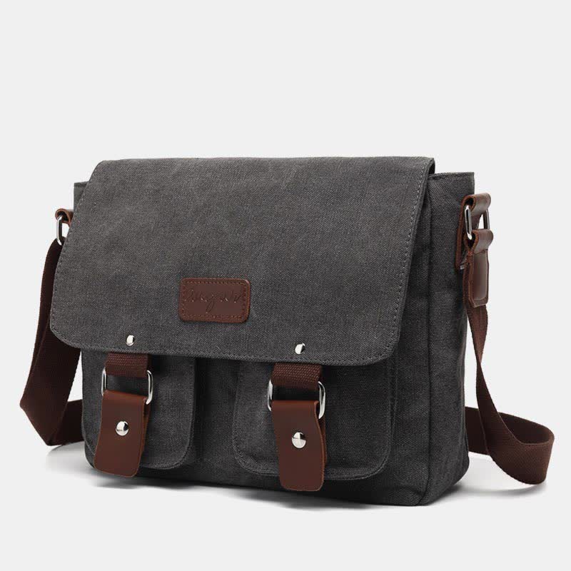 Borsa a tracolla in tela da uomo – Borsa a tracolla vintage multitasche