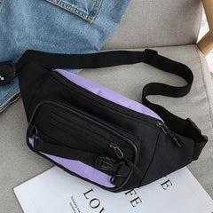 Contrast Color Crossbody Waist Bag for Girls - Stylish Canvas Sling Purse