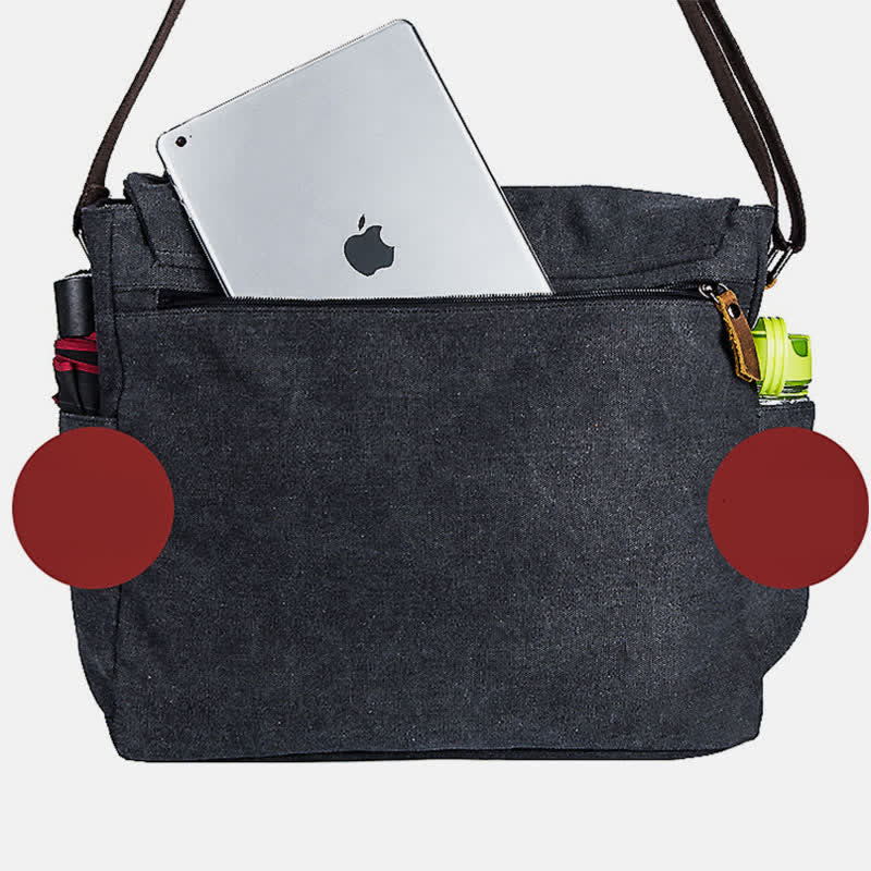Men's Canvas Messenger Bag – Retro Shoulder Crossbody Backpack with Genuine Leather Accents