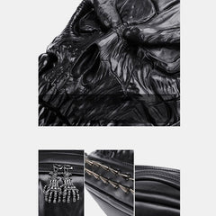 3D Skull Punk Rivet Leather Backpack | Waterproof Embossed Ghost Head Knapsack - VOTVO