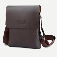 Small Messenger Bag for Men Plaid PU Leather Crossbody Shoulder Bag - VOTVO