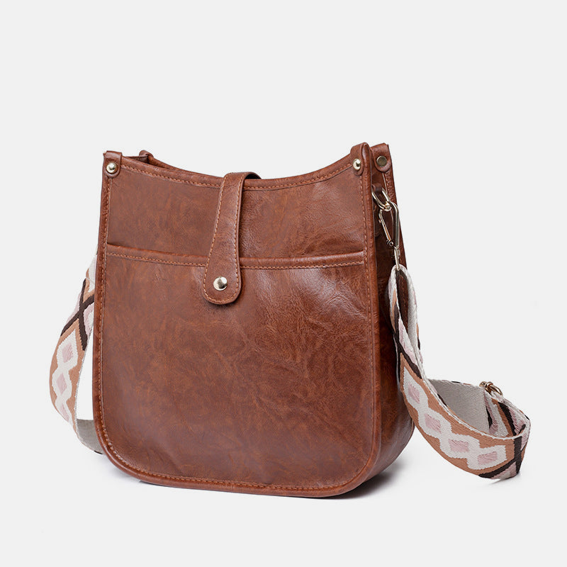 Vintage PU Leather Crossbody Bag for Women – Adjustable Shoulder Bag