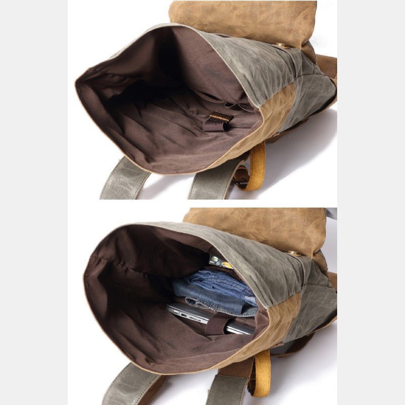 Canvas Leather Backpack Rucksack – Fits 15.6" Laptops | Perfect for College, Weekend Travel, and Daily Use - VOTVO