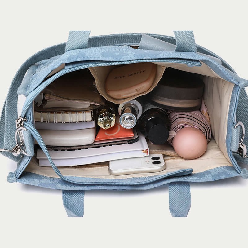 Floral Crossbody Tote Bag – Cute Nylon Shoulder Purse for Office & Daily Use - VOTVO