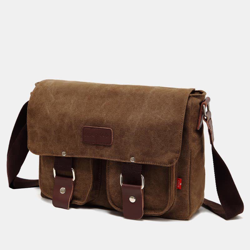 Borsa a tracolla in tela da uomo – Borsa a tracolla vintage multitasche