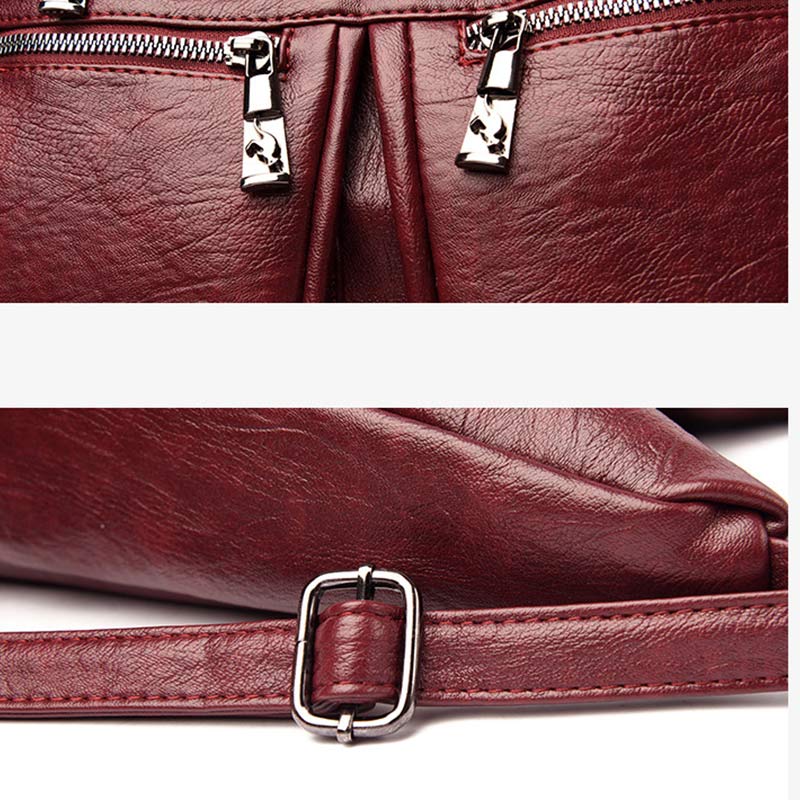 3 - Way Use Backpack Multi - Pocket Leather Zip Crossbody Shoulder Bag - VOTVO