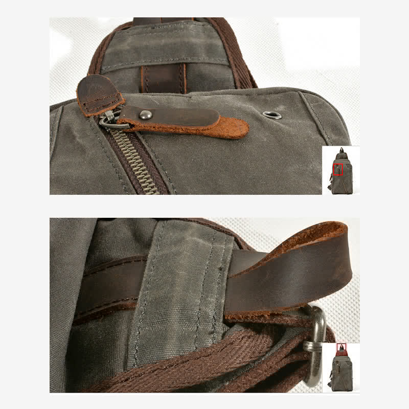 Canvas Sling Bag Shoulder Chest Pack for Men – Travel Hiking Crossbody Daypack