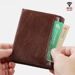 Anti-Theft Multi-Slot Small Wallet for Men – Genuine Leather, Secure & Compact Design