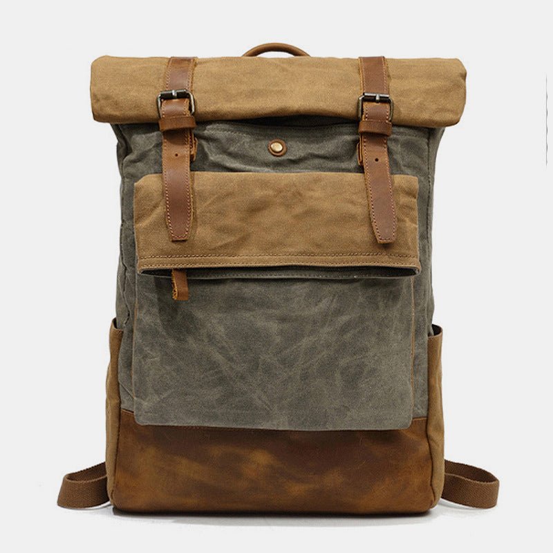 Canvas Leather Backpack Rucksack – Fits 15.6" Laptops | Perfect for College, Weekend Travel, and Daily Use - VOTVO