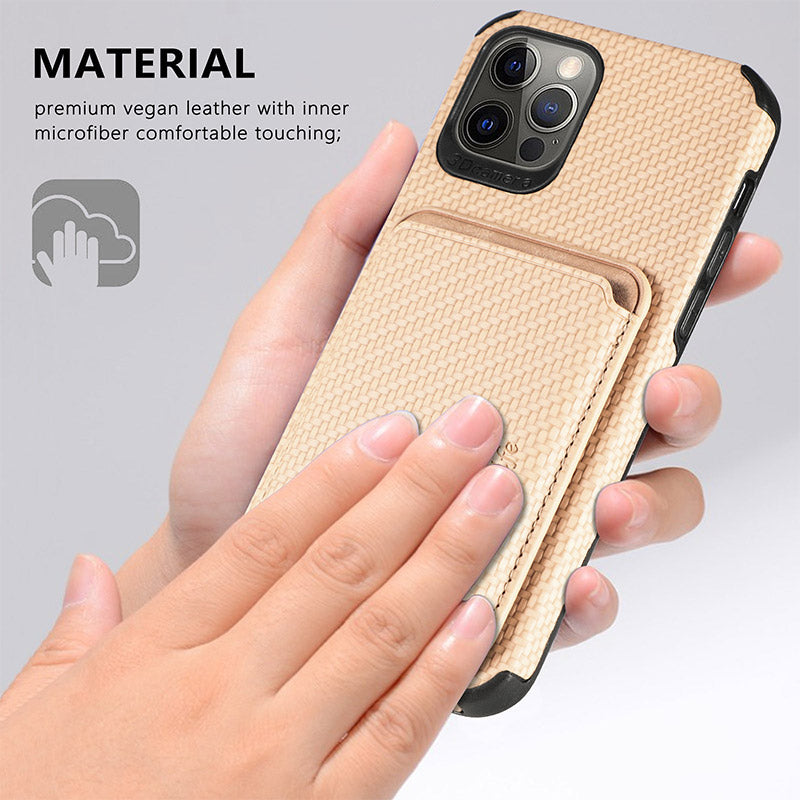 Magnetic Phone Wallet for iPhone – Fiber Texture Case with Card Holder