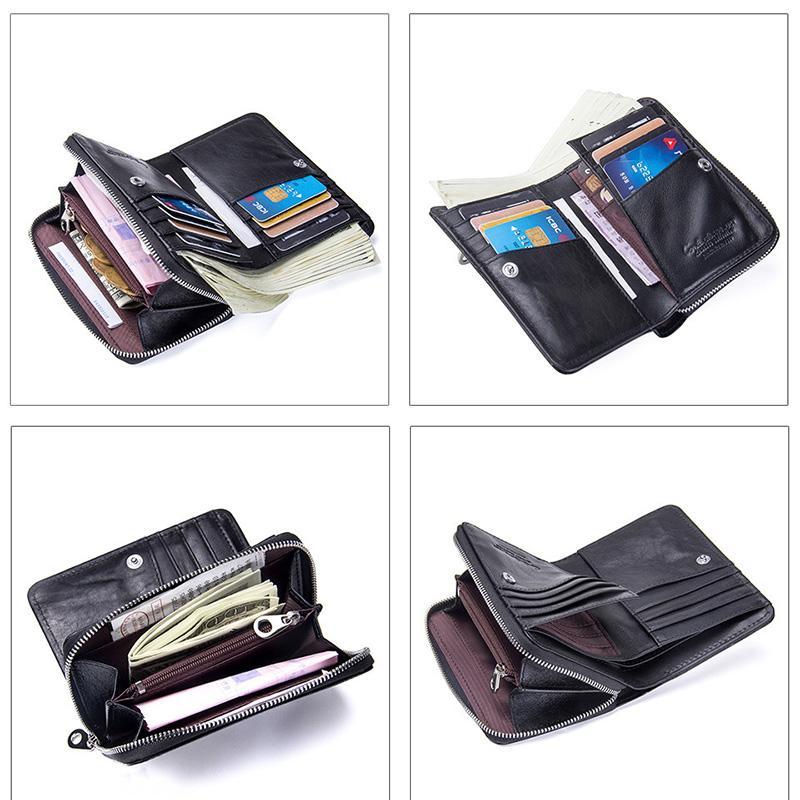 Genuine Leather Two Fold Multi - function Short Wallet - VOTVO
