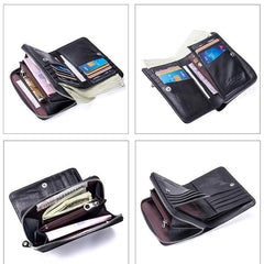 Genuine Leather Two Fold Multi - function Short Wallet - VOTVO