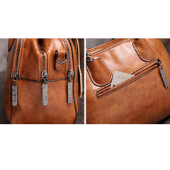 Vintage Leather Satchel Handbags Top-Handle Bag with Cross Body Strap