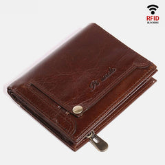Anti-Theft Multi-Slot Small Wallet for Men – Genuine Leather, Secure & Compact Design