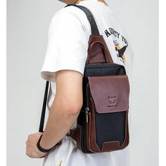 Genuine Leather Casual Sling Bag for Men - Fashionable Crossbody Shoulder Chest Bag