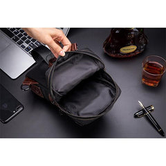 Genuine Leather Casual Sling Bag for Men - Fashionable Crossbody Shoulder Chest Bag