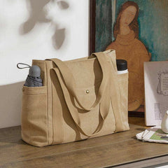 Large Capacity Canvas Shoulder Tote Bag – Multi - Pocket Handbag for Shopping, Travel & Everyday Use - VOTVO