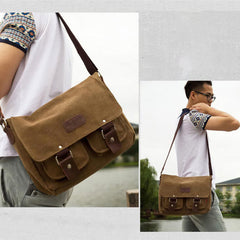 Canvas Messenger Bag for Men – Multi-Pocket Vintage Crossbody Shoulder Bag