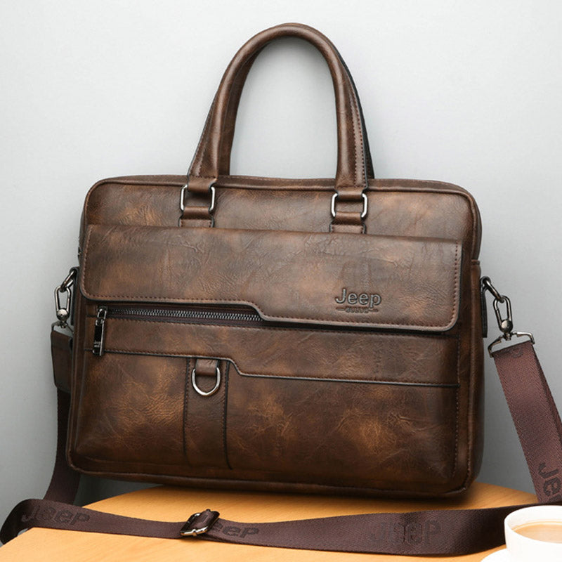 Lightweight PU Leather Messenger Bag – Slim Business Briefcase for Men
