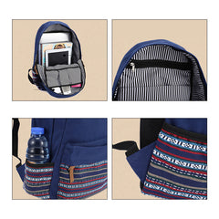 Colorful Stripe Custom Canvas Backpack for Women – Sporty Student Daypack