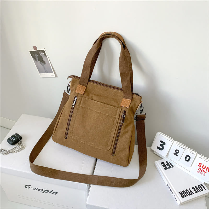 Vintage Leisure Tote Bag for Women – Canvas Crossbody Commuter Shoulder Bag