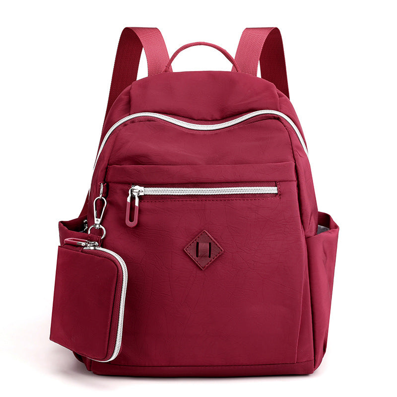 Zaino da donna in nylon con piccolo portamonete – Borsa da viaggio casual da giorno