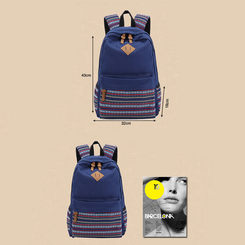 Colorful Stripe Custom Canvas Backpack for Women – Sporty Student Daypack