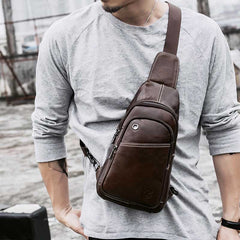 Large Capacity Genuine Leather Sling Bag for Men – Versatile Crossbody Chest Bag - VOTVO