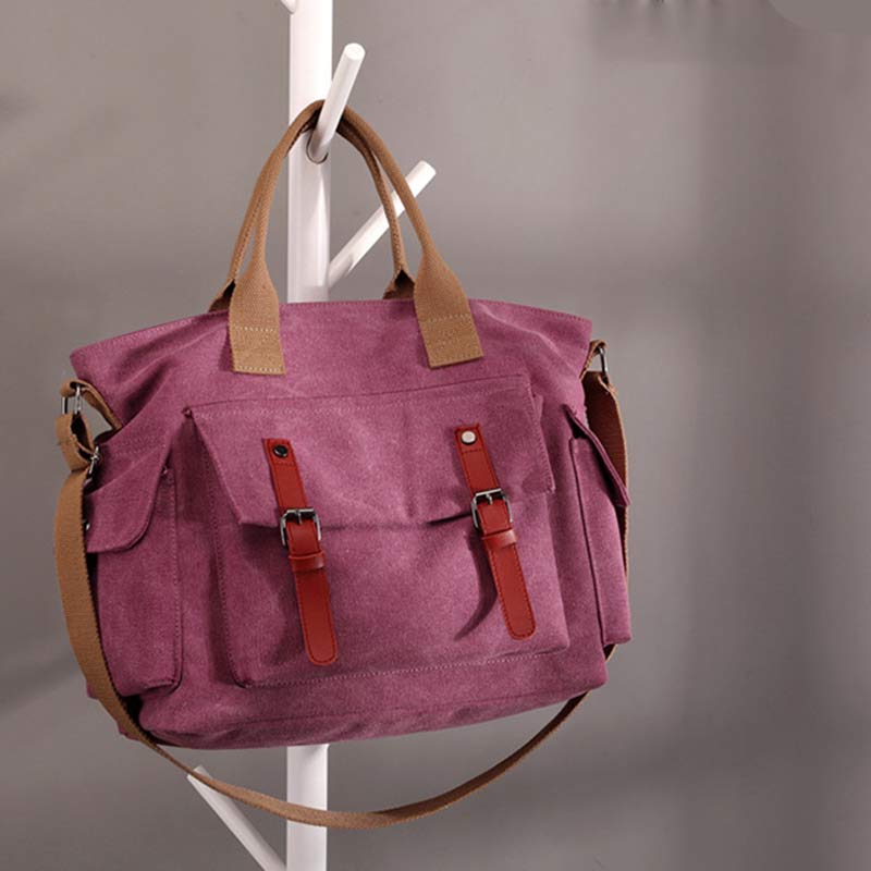 Large Capacity Women’s Canvas Tote – Casual Crossbody Shoulder Handbag Messenger Bag